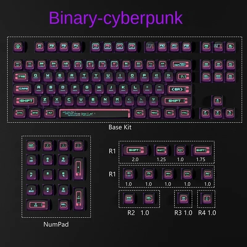 Original Binary Punk Future Series Transparent Keycap PBT Double Skin Milk Keycap Sublimation 117 Key Keycap