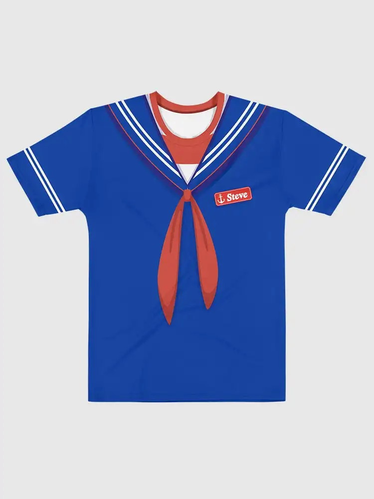 Camiseta de uniforme de Steve Scoops Ahoy de Stranger Things, camiseta azul de estilo marinero de manga corta, ropa informal para fanáticos, camisetas para adultos y niños, 26