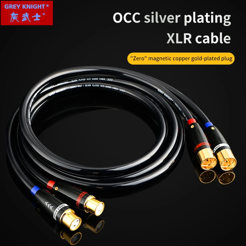 Grey Knight High Fidelity OCC Silver Plated XLR Balanced Cable Hifi Audio Speaker Cable Microphone Mixer Audio Cable