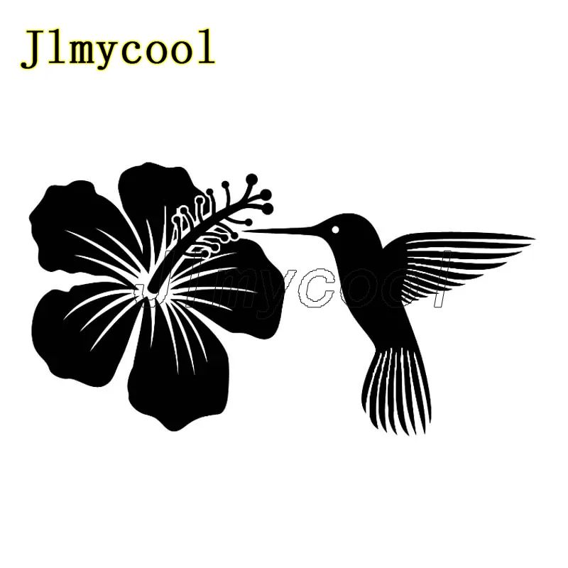 

17.7cm*9.4cm Beautiful Hummingbird And Flower Natural Car Stickers Beautiful Vinyl Car Styling Decal Patten Decal Sticker