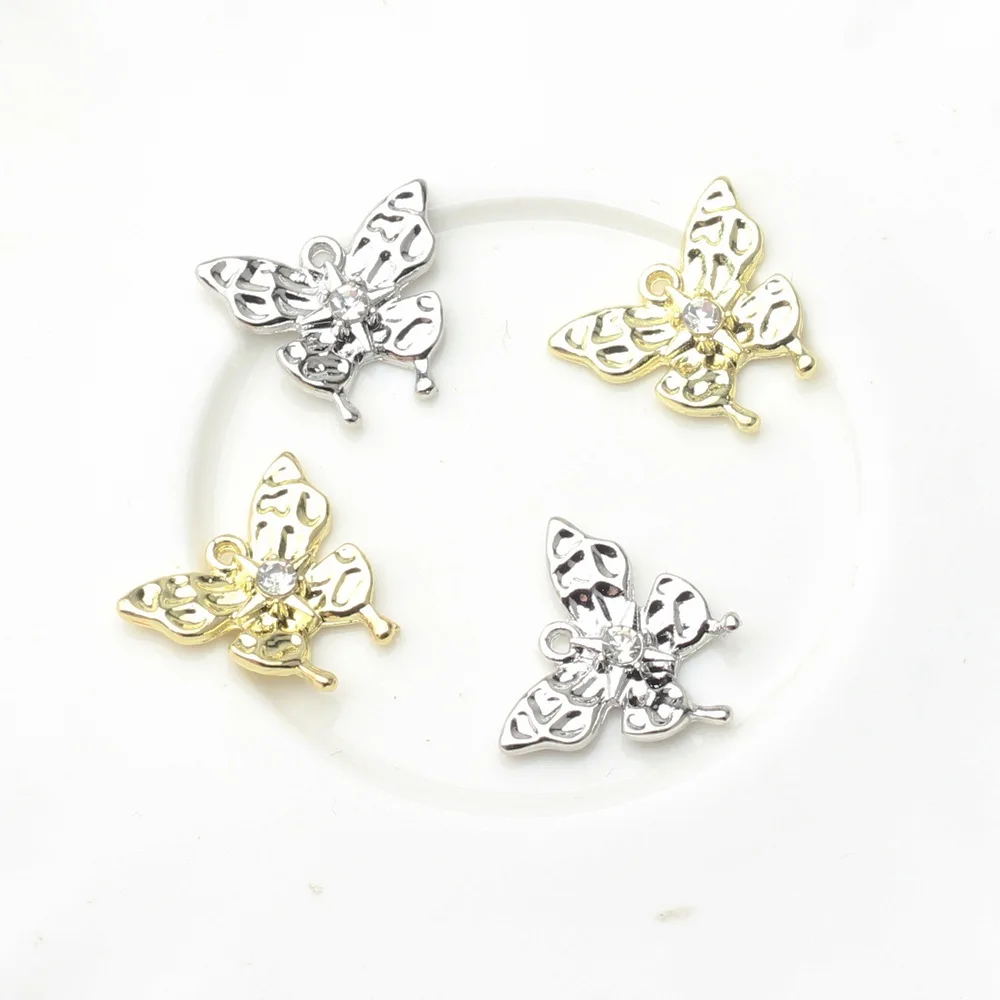 10pcs Diy Silvery Golden Color Pendant Charms Butterfly Pendants Necklace Earrings Connectors Diy Jewelry Making Accessories