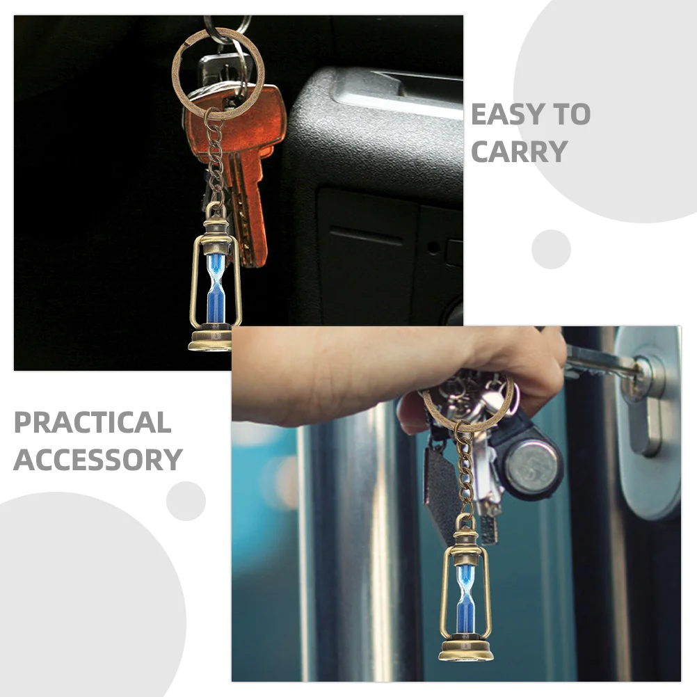 2 Pcs Hourglass Keychain Bag Hanging Ornament Pendant Backpack Rings Keychains Metal