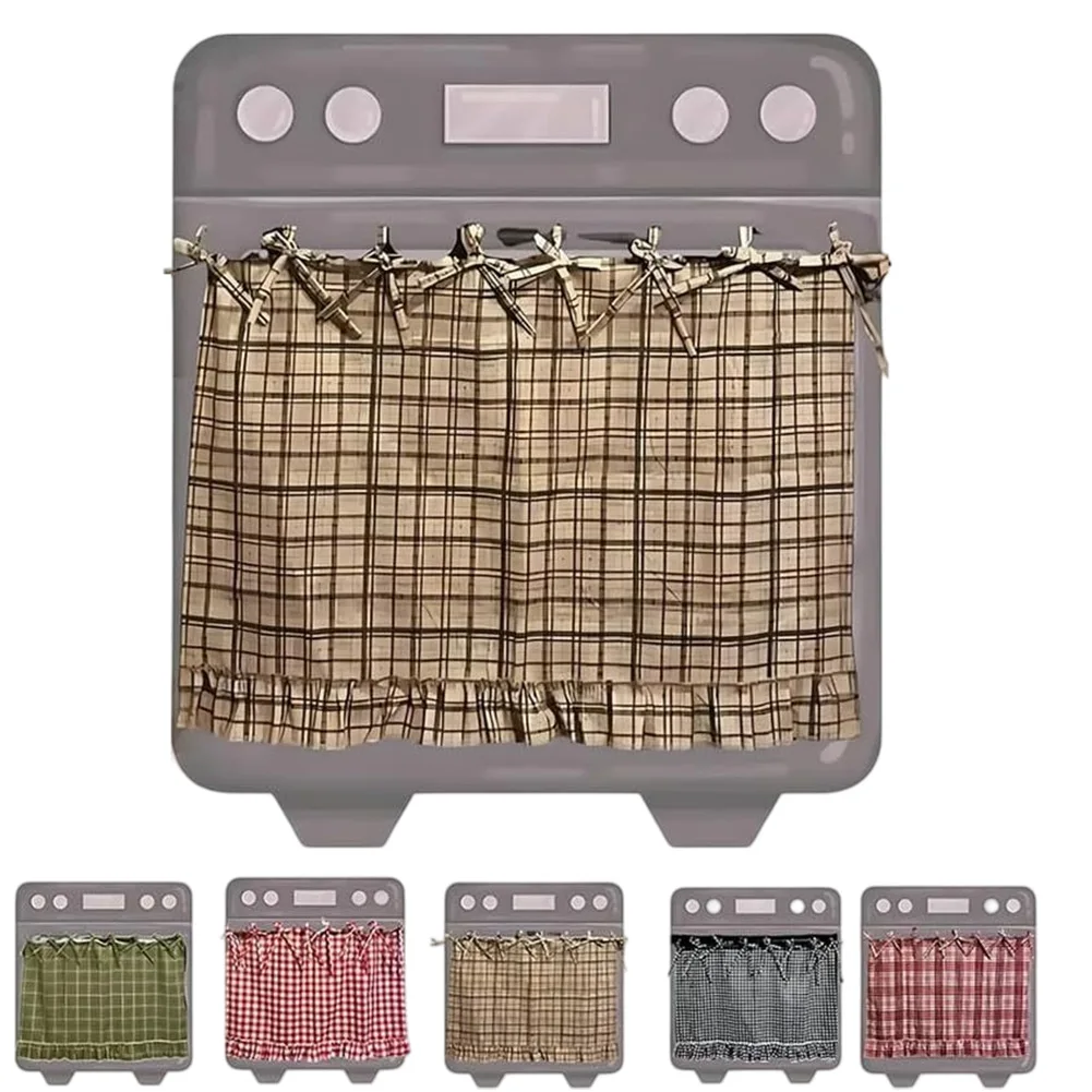 1pc Oven Skirt Oven Curtain Handmade Plaids Oven Door Curtain With Ruffled Trim Farmhouse Kitchen Decor Stove Cover