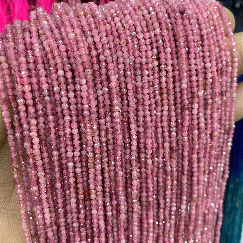 Natural Rose Pink Red Quartz Crystal Stone Beads 2 3 4mm Agates Chalcedony Morganite Rhodochrosite Gem Bead For Making Jewelry