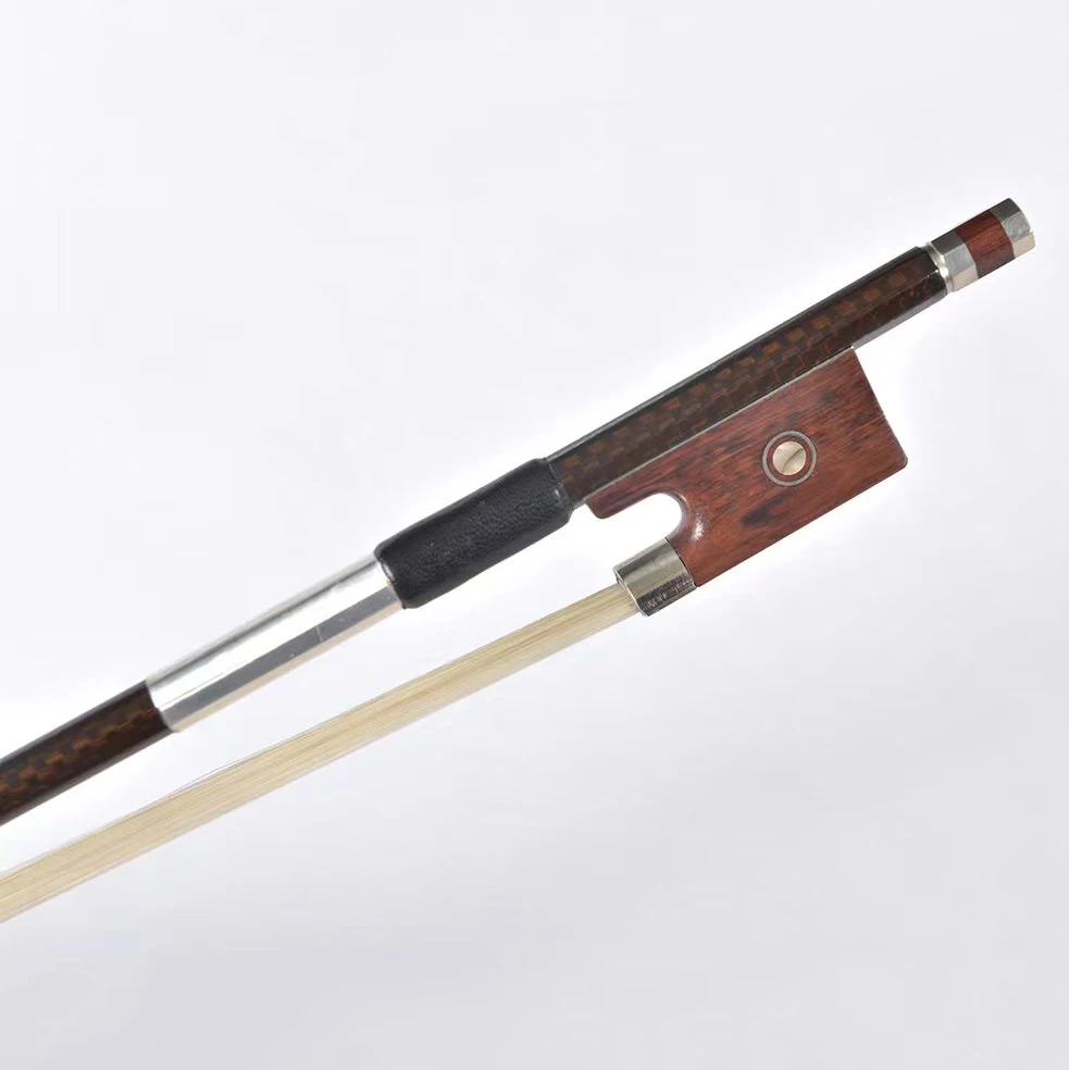 

STLF High Cost-effective Abalone Shell Snake Frog Made Brown Stick Braided Carbon Fiber Violin Bow