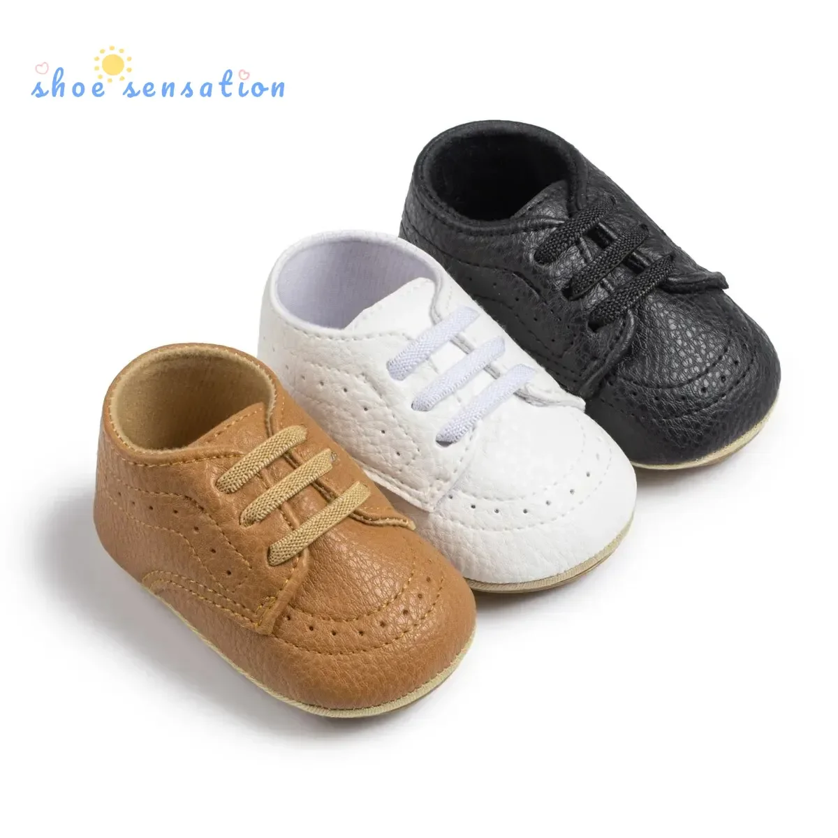 

Meckior Four Seasons New Baby Shoes PU Leathers Newborn Baby Boy Girl Shoes Anti-slip Baby Sneakers First Walkers Crib Shoes