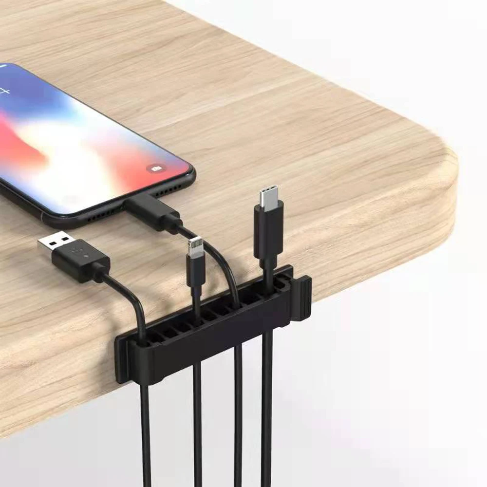 10-Slot Cable Organizer Clips for Desk - Durable Plastic Cord Management Multi-Hole Design for Neat Charging and Data Link