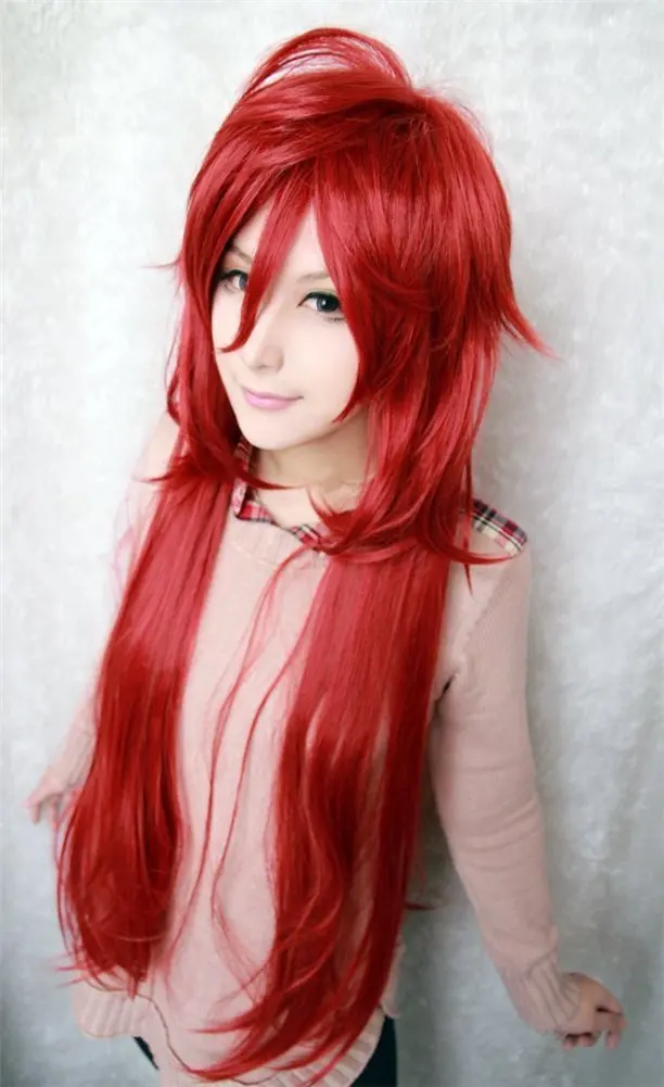 Cosplay Wig Crimson Grell Sutcliff Long Dark Red Women Men Anime Show Party Halloween Synthetic Hair Wigs