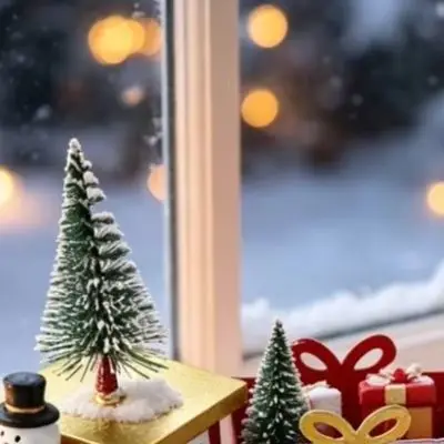 Iron Christmas Tree Train Ornament Green Red Miniature Holiday Decor For Home Tabletop Desktop Seasonal Decoration Accessories