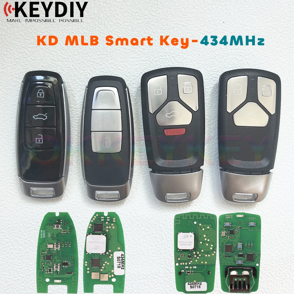 KEYDIY MLB08 MLB26 llave remota inteligente Universal KD 434MHz placa PCB 3/4 botones usados con Keydiy KD-MP KD-X4