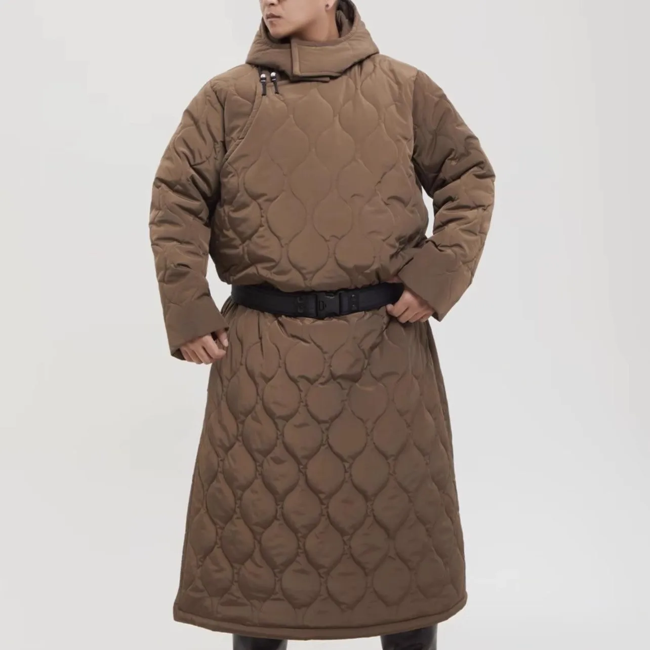 

Утепленное хлопковое пальто-халат унисекс для улицы, свободное, ветрозащитное, теплое, длинное (ниже колена), молодежное, модное, зима 2025