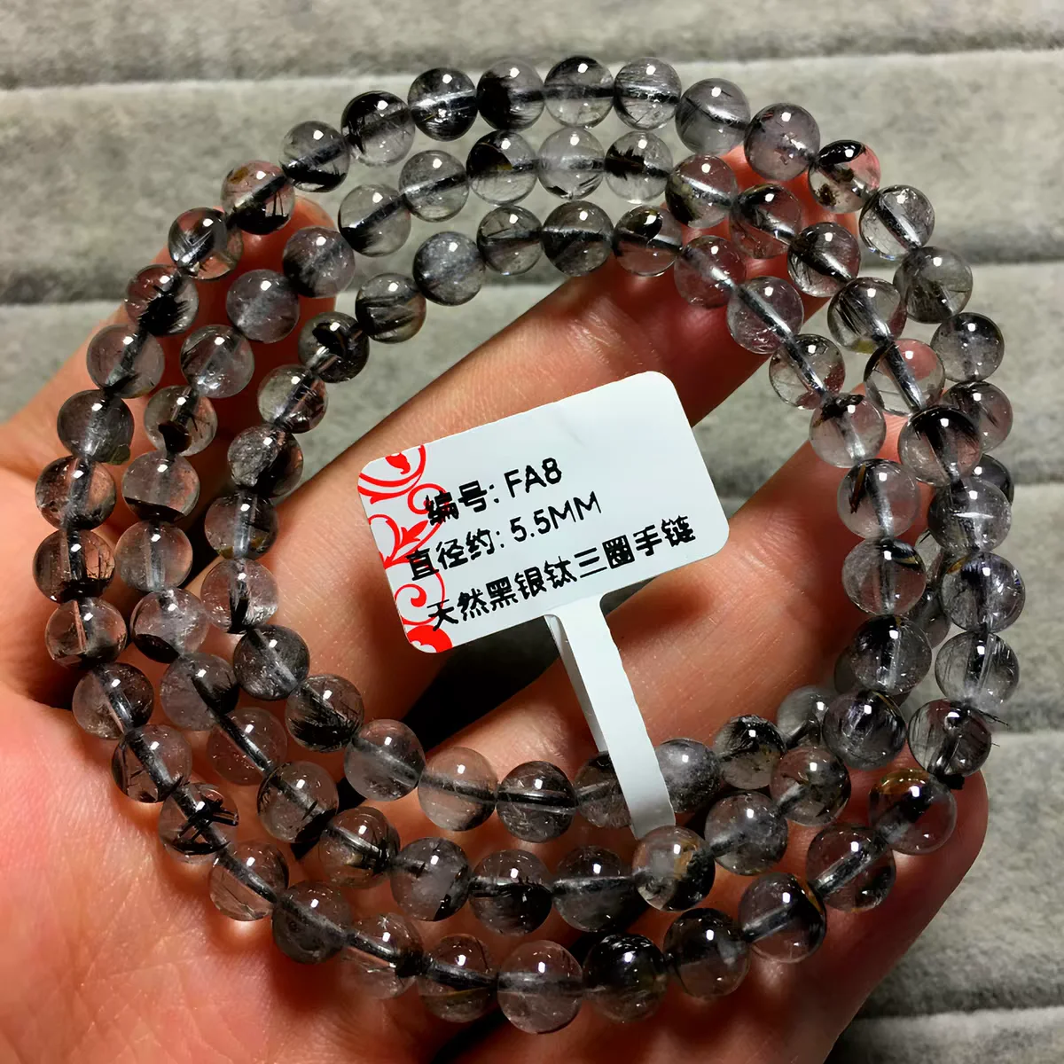 Natural Brookite Platinum Rutilated Quartz Bracelet 3 Laps Clear Round Beads Black Brookite Quartz Women Men Rare Stone AAAAAA