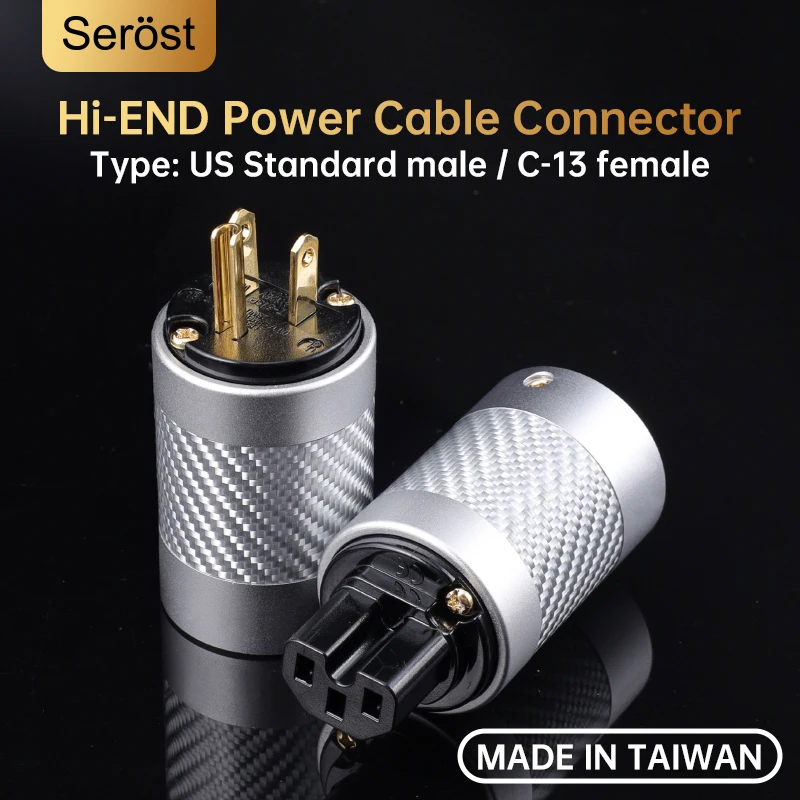 Serost Hi-End Red Copper Audio Power Cable C-13 IEC Female Connector Plug US Standard Power Jack for Enhanced Sound Quality