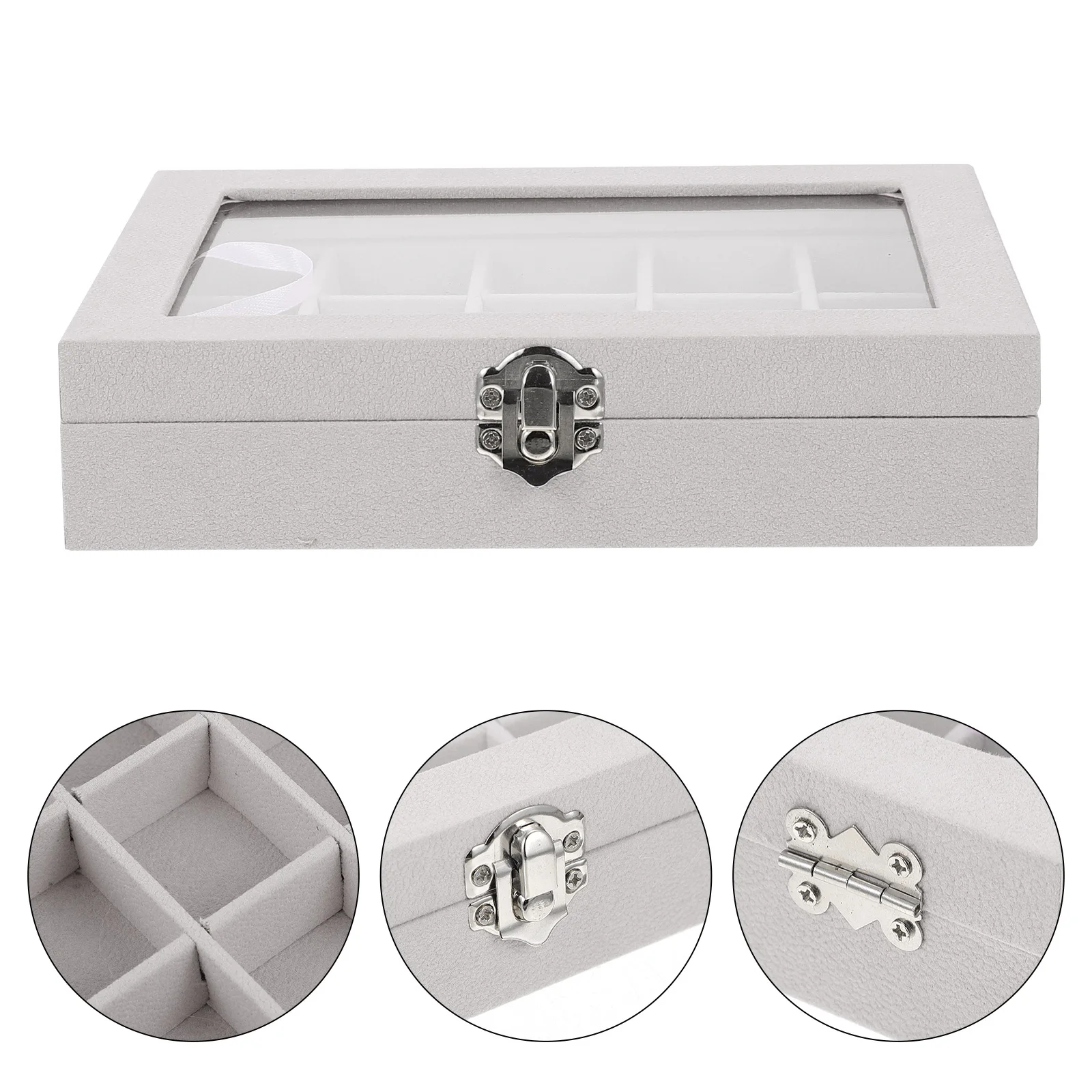 

1Pcs Multi-Grid Earring Display Box Clear Lid Jewelry Storage Organizer Perfect for Home Dressing Table Ring Case Compact
