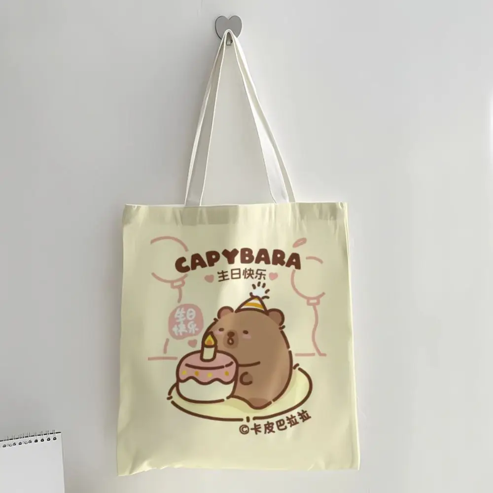 Simple Trendy Capybara Canvas Bag Fashion Casual Single Shoulder Bag Girls Large Capacity Cute Animal Handbag