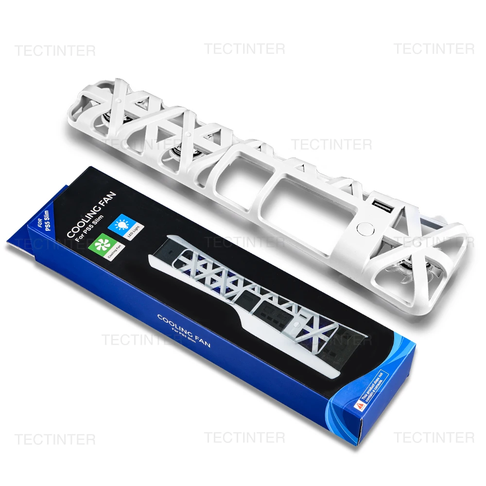 Lüfter für PS5 Slim Disc Edition/Digital Edition-Spielekonsole mit RGB-Beleuchtung, USB 3.0-Anschluss für PlayStation 5-Zubehör