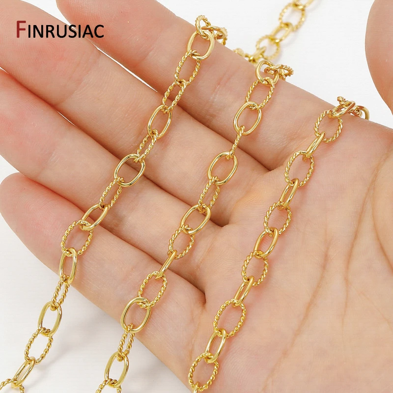 

18-каратное позолоченное латунное большое овальное звено цепи, объемные цепи для изготовления ювелирных изделий, ожерелье, браслет, принадлежности, аксессуары для рукоделия