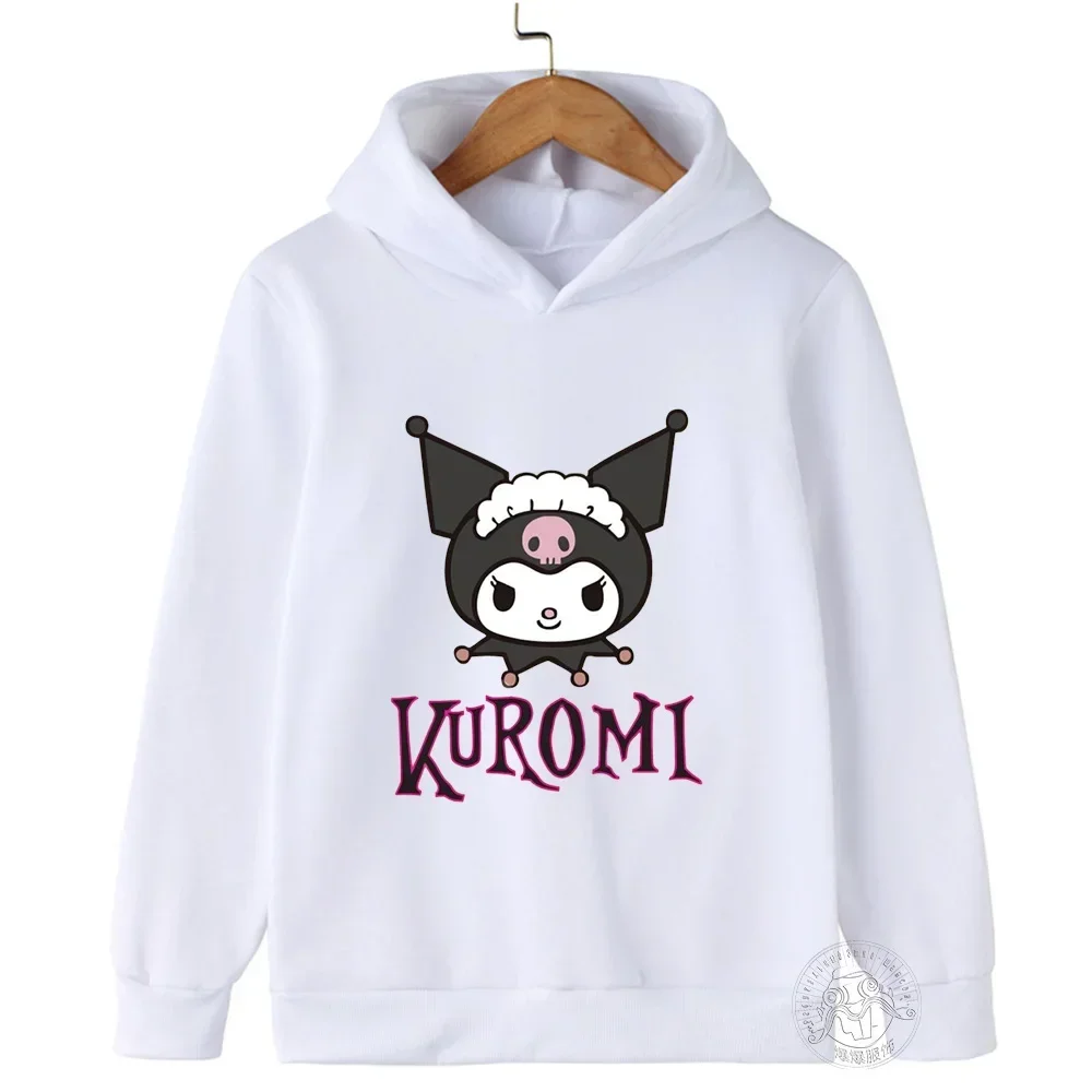 Hello Kitty Kuromi Cartoon Boys and Girls 3-14 Years Old Kawaii Street Casual Sweatshirt Children's Outdoor Sports Kid Hoodie