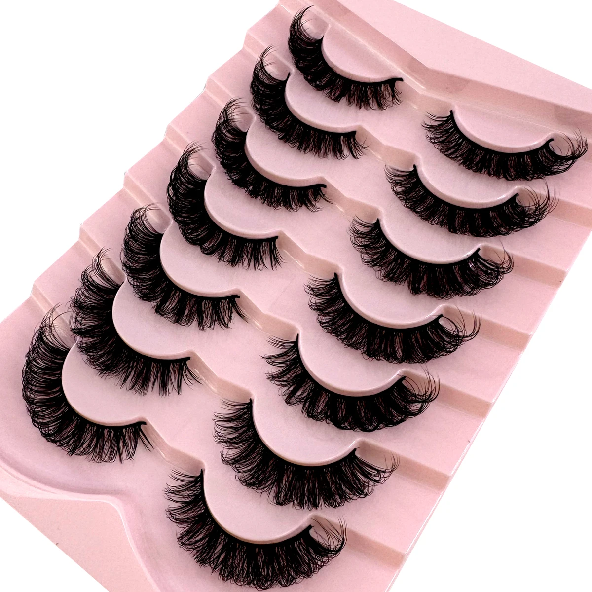 5/7 Paar russische Streifenwimpern, flauschige künstliche Nerzwimpern, Wispy-Wimpern für einen natürlichen Look, dicke, voluminöse künstliche Wimpern, lockige künstliche Wimpern – Detail 9