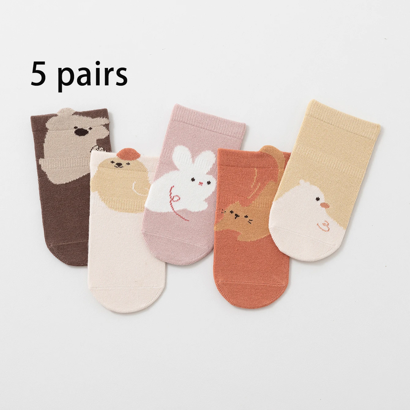 5 pairs of seasonal large area adhesive baby trampoline socks, baby anti slip floor socks, large cartoon straight board short so