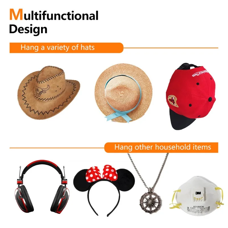 Baseball Hat Hooks Simple Headphone Necklace Storage Hooks No Trace Hooks Hat Organizer Home Storage Hooks
