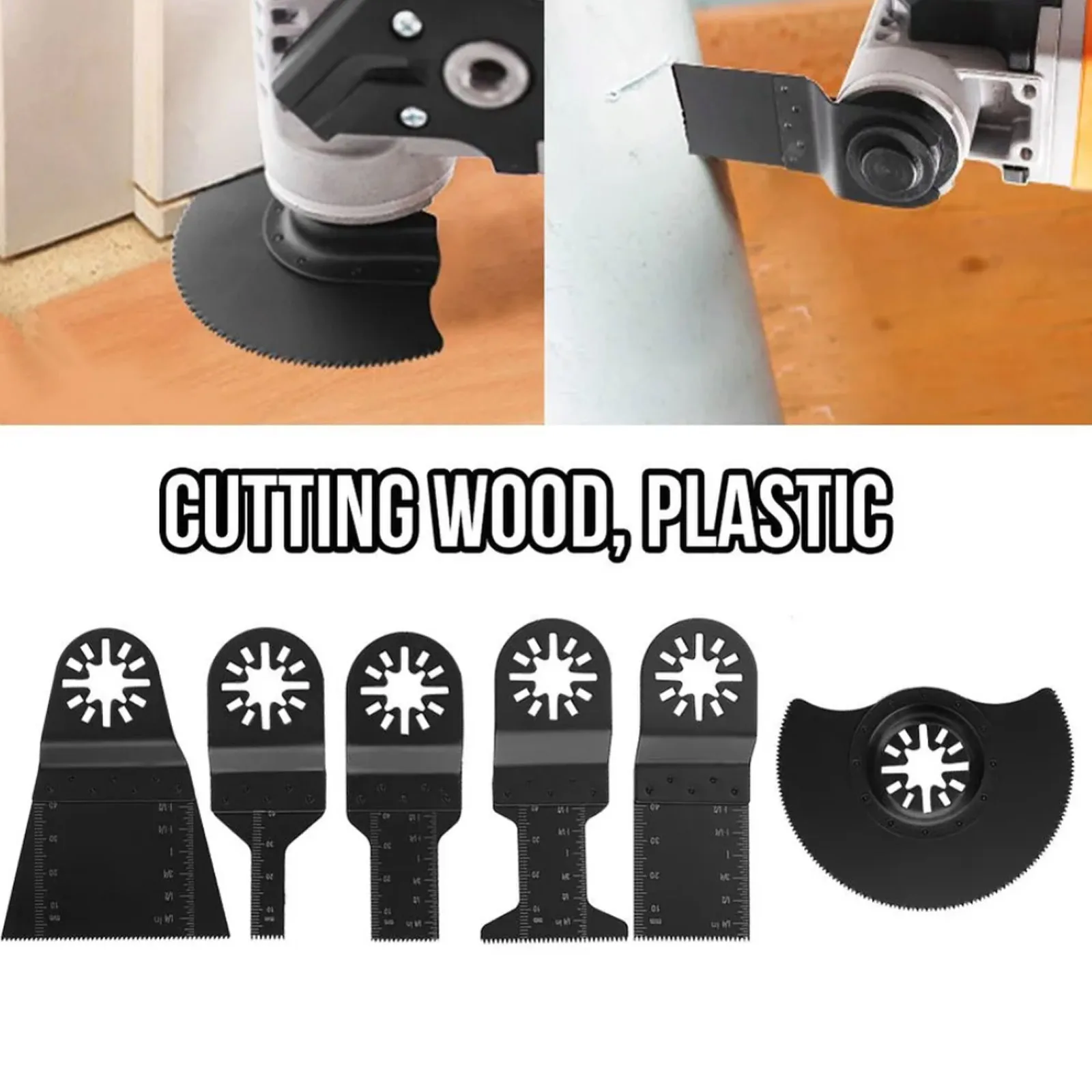 6 Stück oszillierende Sägeblätter aus Kohlenstoffstahl, langlebige Multitool-Klingen für Metall-Holznägel, Tauch- und Unterputzschnitt, universelle Passform – Detail 7