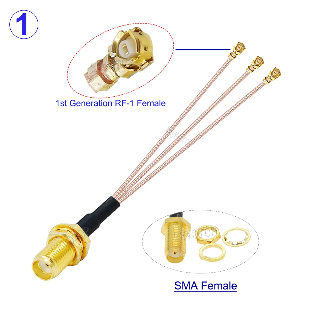 1PCS SMA/RP SMA Female to 3*u.FL IPX-1 Female Jack 1 to 3 Triple Splitter Cable RG178 Pigtail WIFI Antenna Extension Jumper