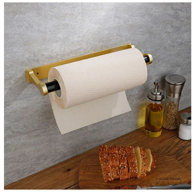 

Aluminum Square Tissue Holder Cabinet Kitchen Toilet Paper Holder Non Perforated Toilet Roll Bathroom Accessories Organizer