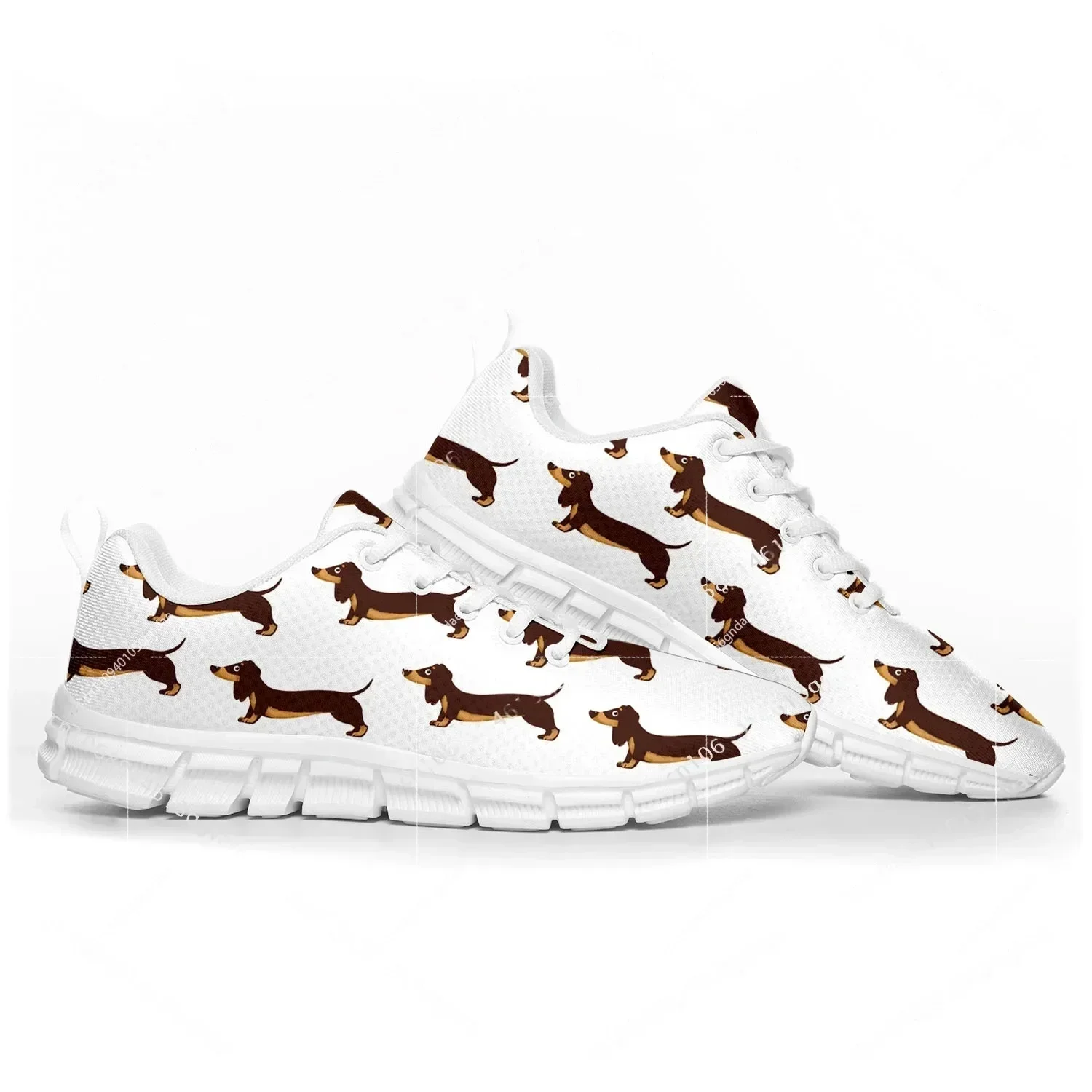Niedliche Dackel-Hunde-Sportschuhe für Herren und Damen, lässige, individuelle, hochwertige Paar-Sneaker in Weiß