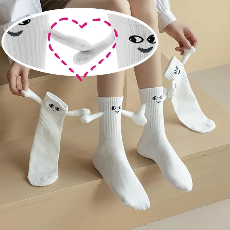 Japanese Four Seasons Hand in Hand Socks Couple Funny Personality Cute Fashion Magnetic Middle Tube Men's and Women's Same Socks