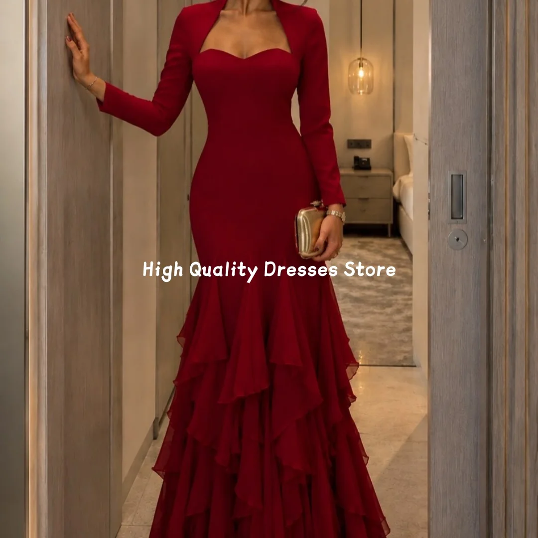 Evening Dresses Multi Color Cutout Sweetheart Mermaid Gown Tiered Ruffle Floor Length Wedding Party Evening Dress Customized