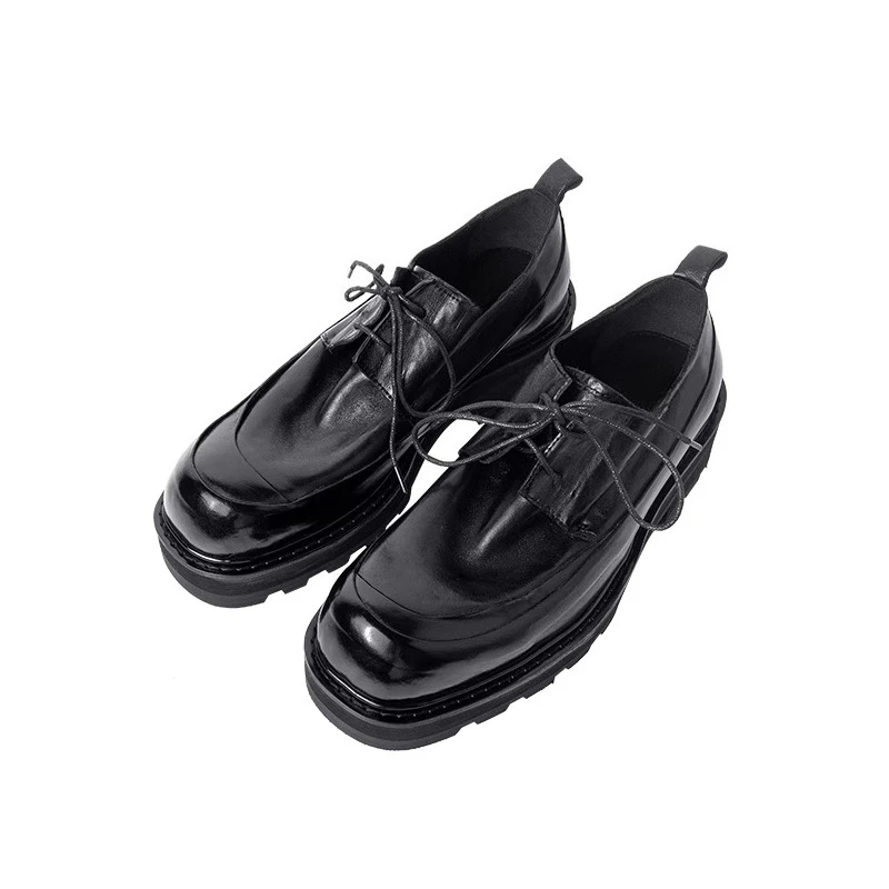 

Мужские кожаные туфли в стиле ретро, повседневные деловые офисные туфли дерби на толстой подошве из воловьей кожи, мужские молодежные туфли из натуральной кожи высокого качества