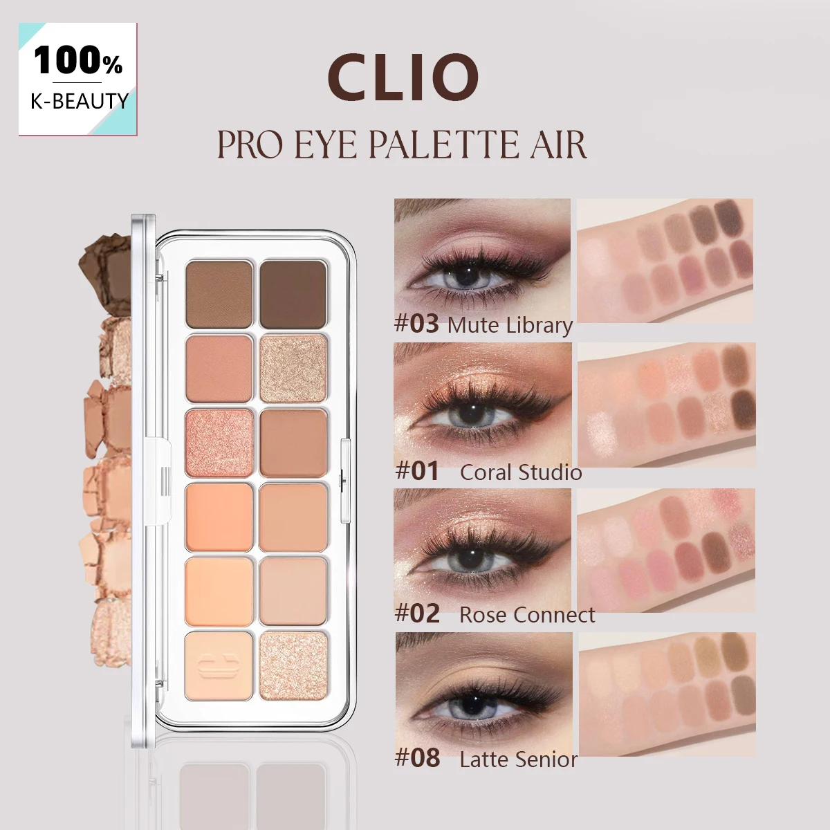 CLIO Pro Eye Palette Air,Fine&Smooth Powder,Matte&Shimmer Finish,Highly Pigmented,Luxury Makeup,Korean Cosmetic,Korean Makeup