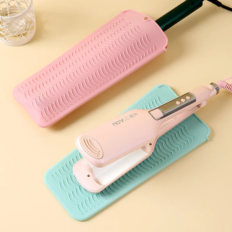 Hot 1Pcs Silicone Heat Resistant Pad Pouch Storage Bag Insulation Mat For Hair Straightener Heat Curling Stick Curler Cover