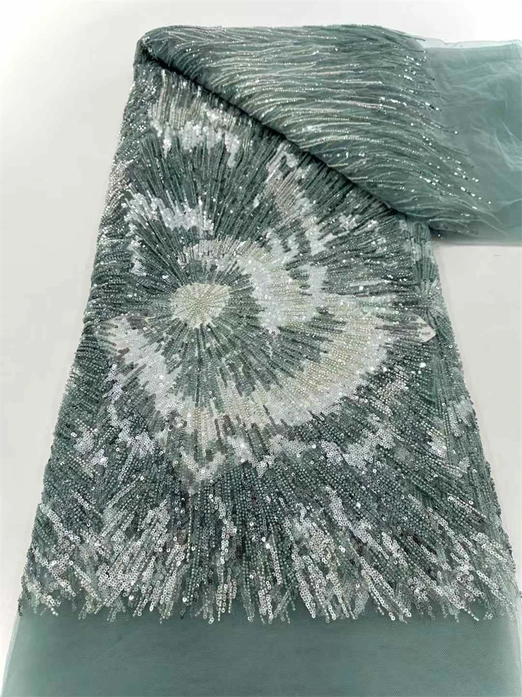 قماش دانتيل مطرز ثقيل أفريقي، قماش عريس ترتر نيجيري، فستان حفلات الزفاف، جودة عالية، 5 ياردات