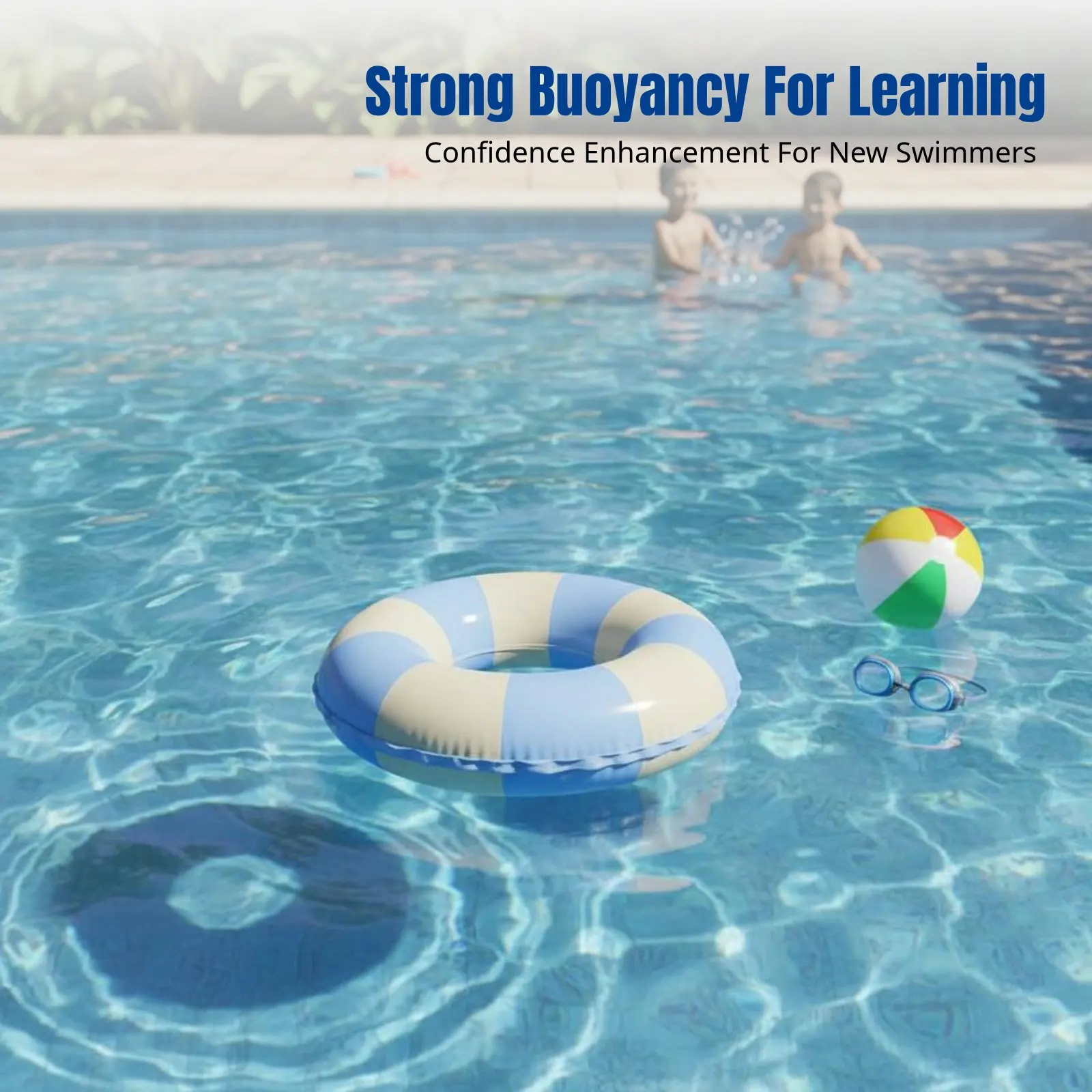 

Детский надувной круг для бассейна, утолщенная трубка, большой размер, двойная ручка, милый дизайн, удобная подкладка