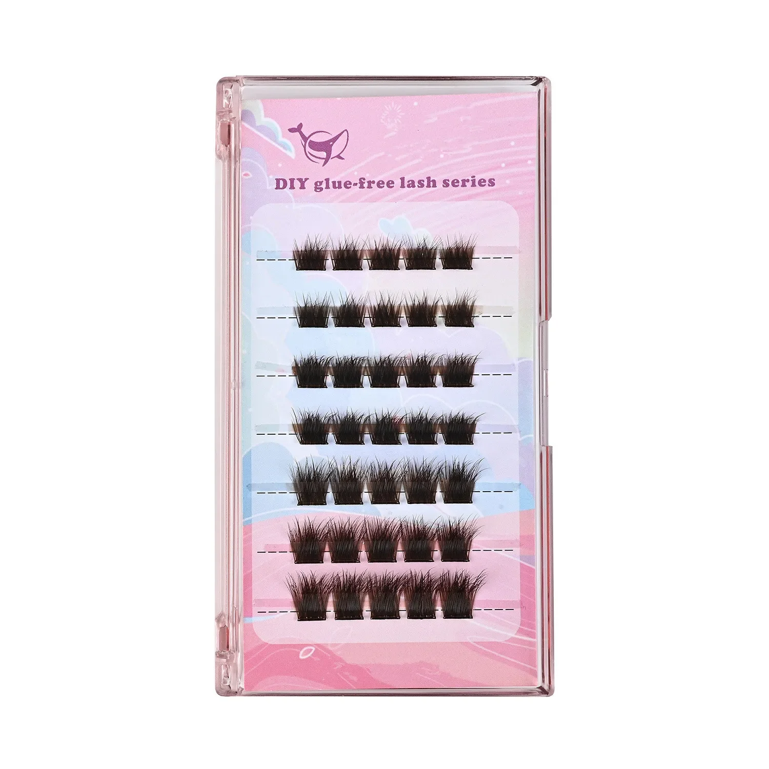 Cílios autoadesivos sem cola cílios postiços marrom fofo cluster extensão mix d onda macio olho de gato clusters individuais