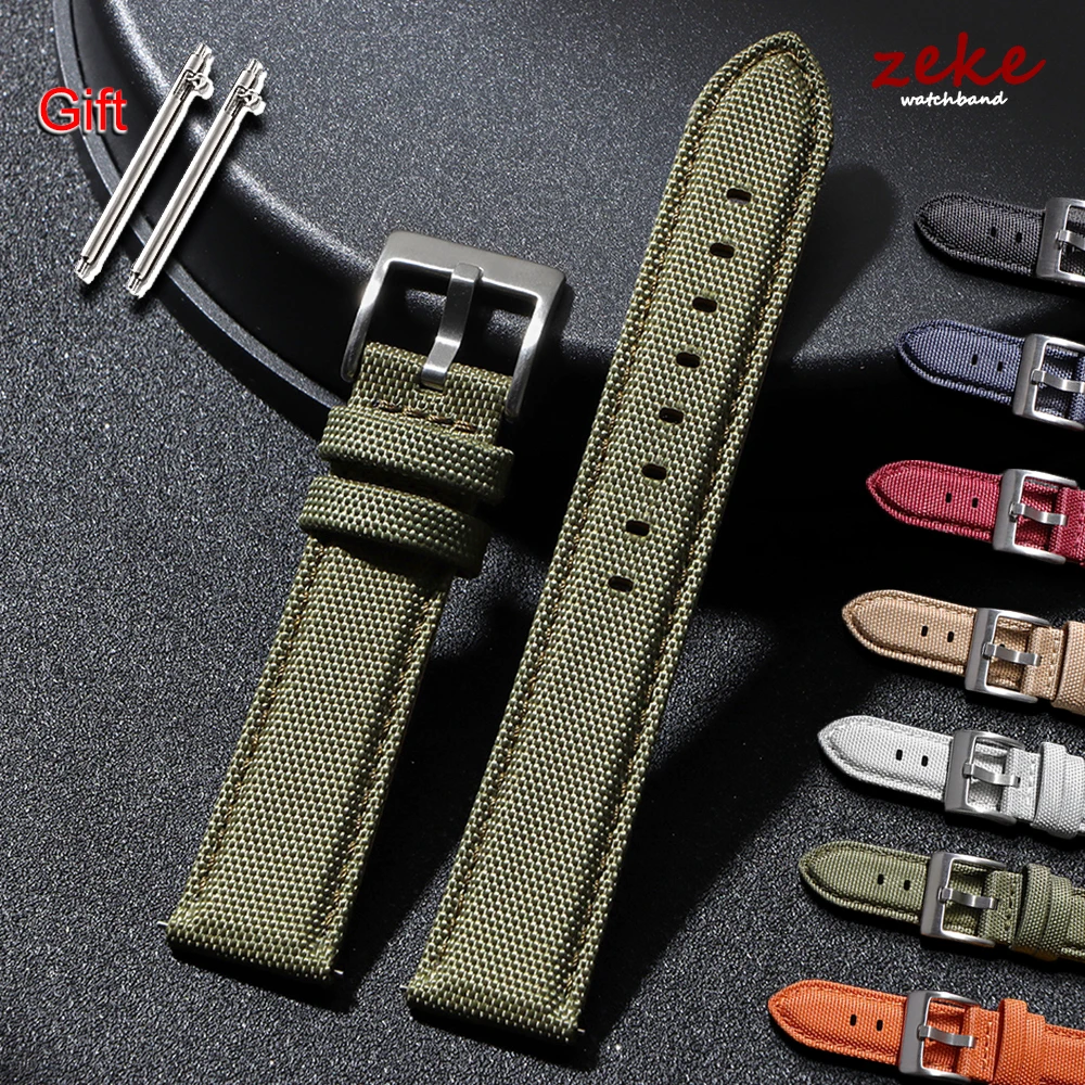 Hochwertiges Sailcloth-Leder-Uhrenarmband, 22 mm, 20 mm, für Seiko für Omega, Stoff, Nylon-Uhrenarmband, Schnellverschluss-Armband-Zubehör