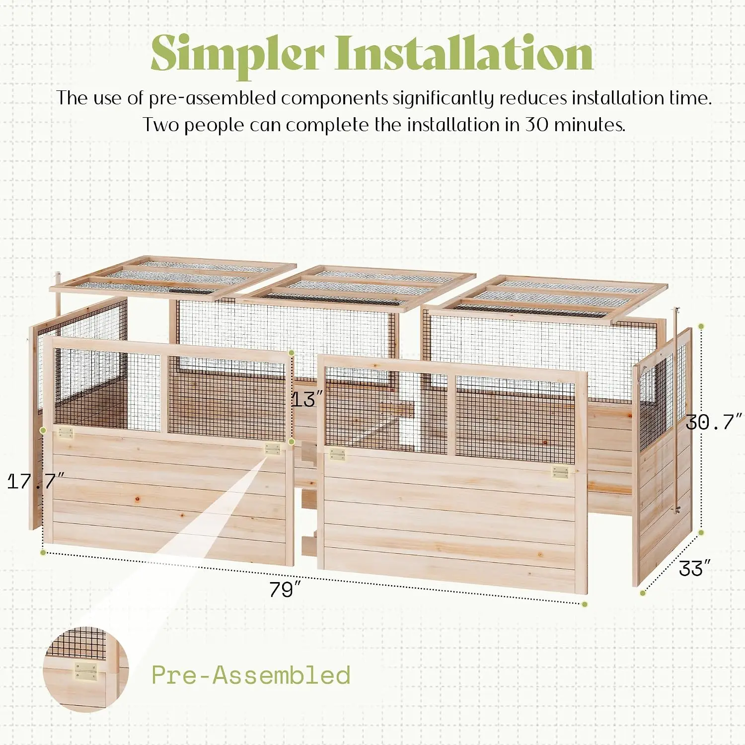Raised Garden Bed with Fencing and Trellis,18