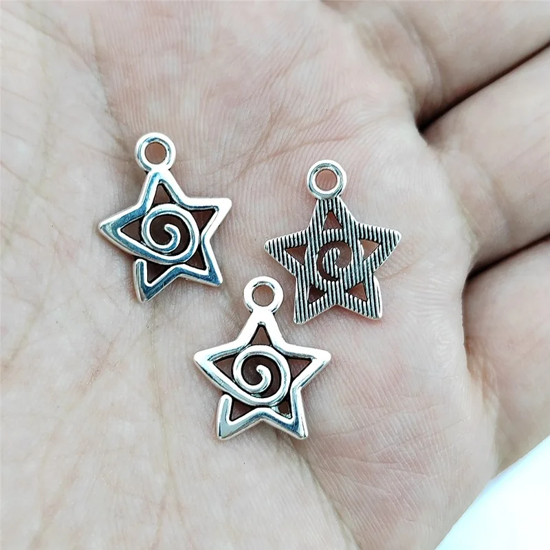 20Pcs 16x20mm Antique Sliver Color Swirl Star Charms Celestial Pendant Designer Charms Fit Jewelry Making DIY Jewelry Findings