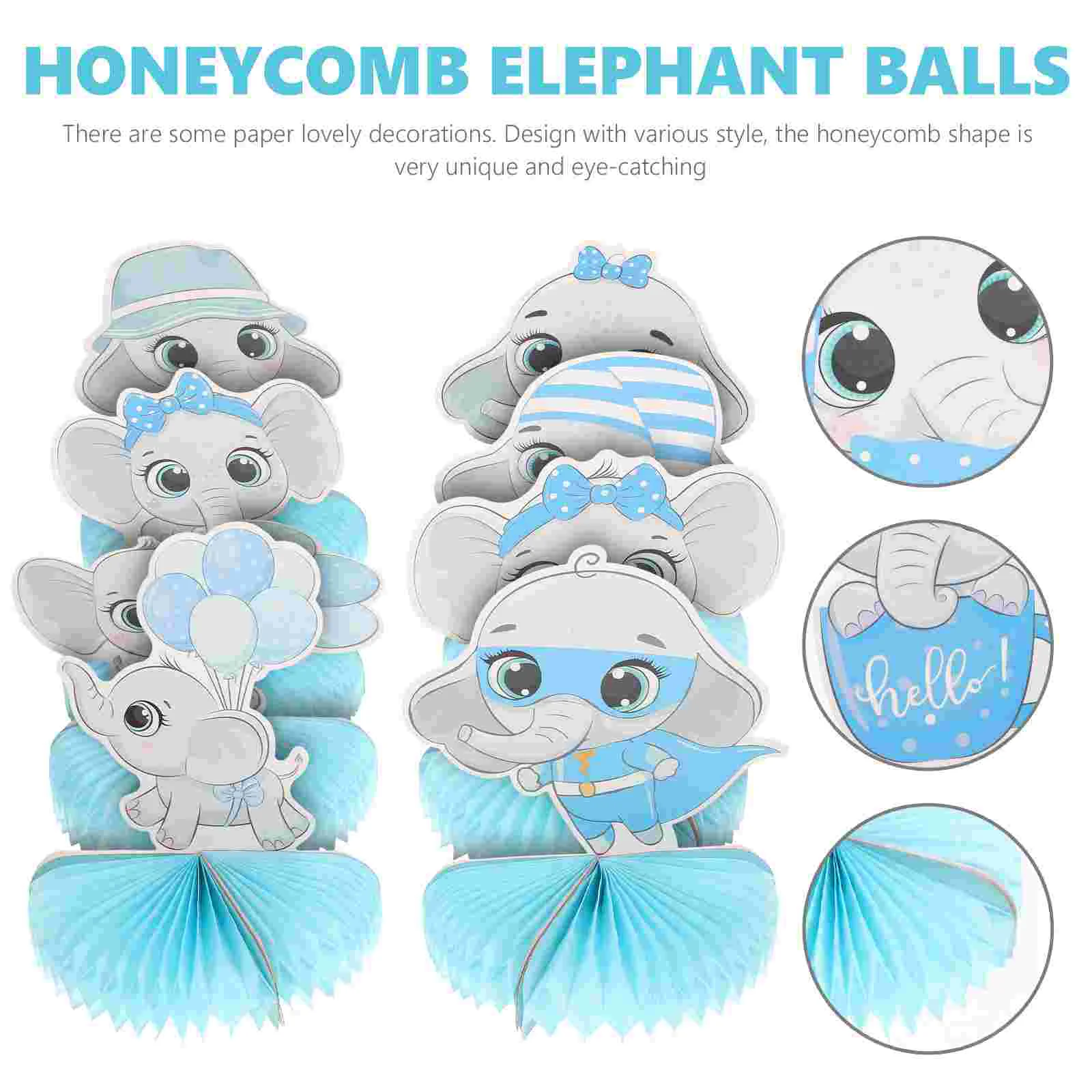 8 Pcs Elephant Baby Shower Decorations Honeycomb Animal Centerpieces