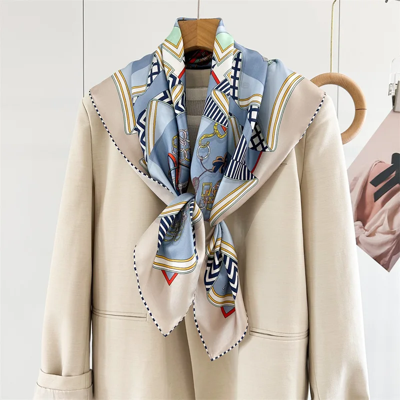 

Twill 100% Real Silk Shawls and Wraps Women 88x88cm Square Silk Scarf Autumn Spring Winter Multifunctional Pashmina Summer Hijab