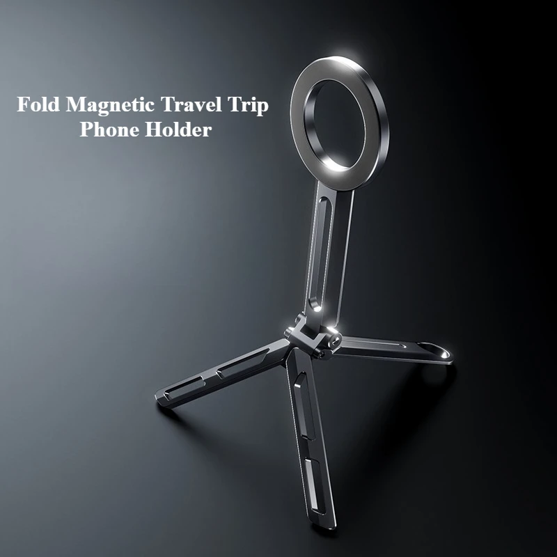 

Fold Magnetic Travel Trip Phone Holder Aluminum Alloy Desktop Phone Mount Light and Portable for Travel, Business Trip, Office
