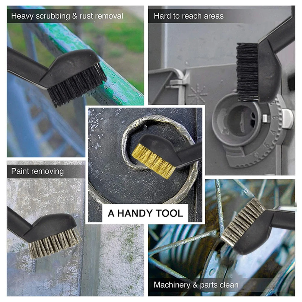 Mini brosses métalliques pour enlever la rouille, brosses à livres en laiton, brosses métalliques à récurer et à polir, outils pour livres, kits pour la maison, brosse métallique, 3 pièces