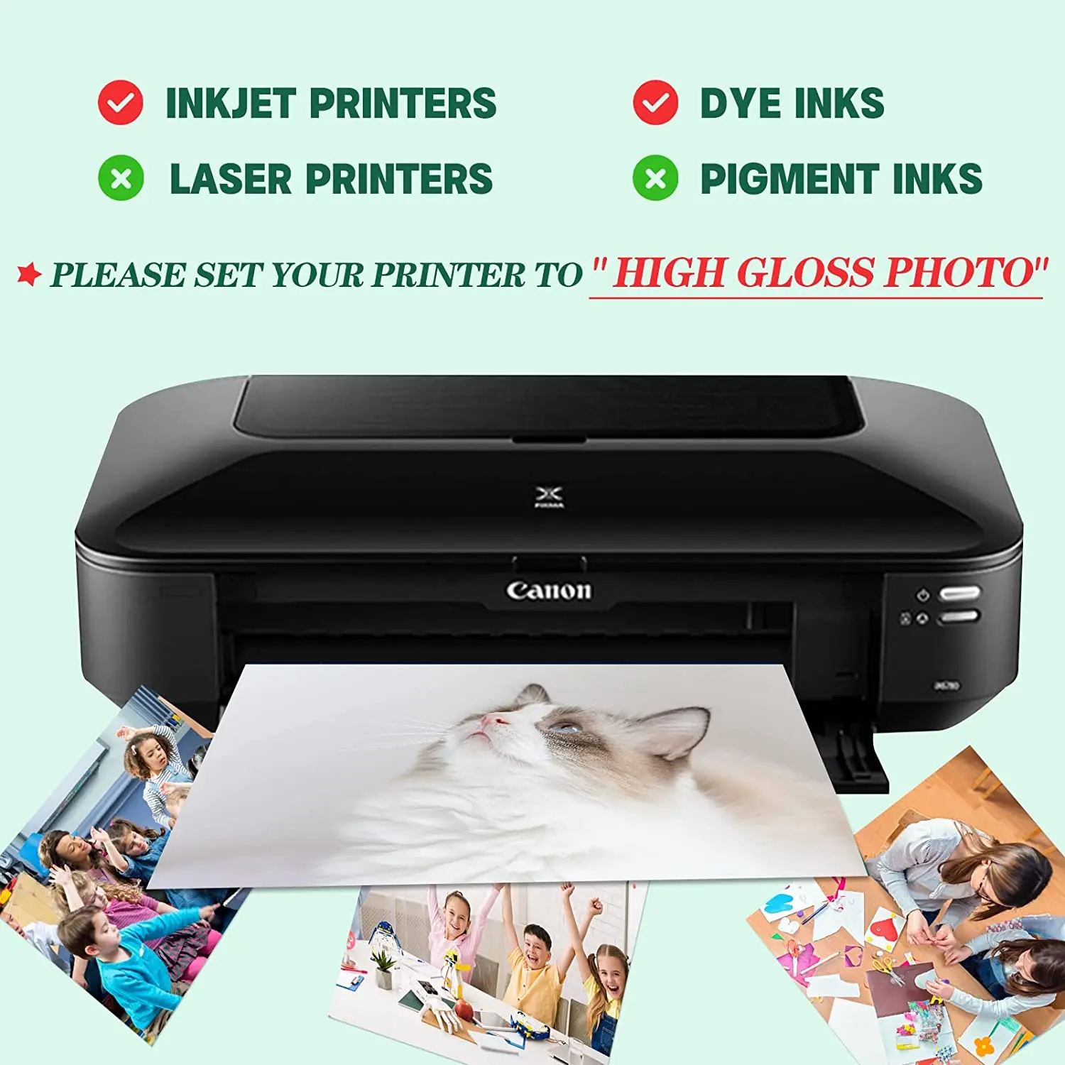 HTVRONT Glossy Inkjet Printer Photo Paper, Instant Dry Ink Fotos Paper, Pacotes Chip, 100 Folhas, 8.5X 11 Polegada, 135Gsm