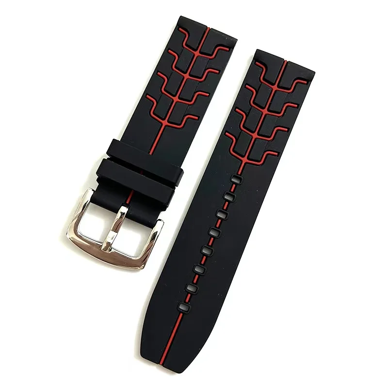 Sports diving silicone strap compatible with F1 series unmarked needle buckle style rubber watch strap