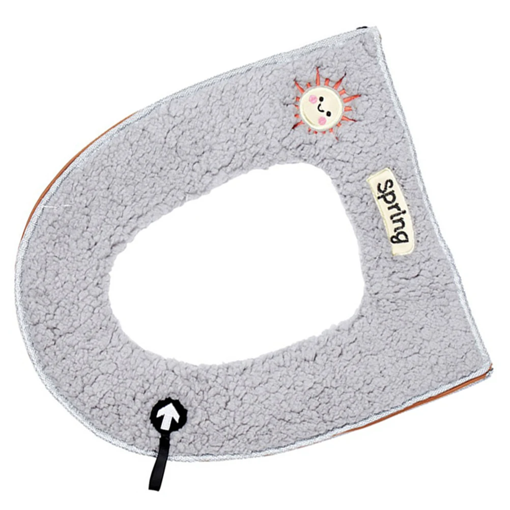 

1pc Zipper Toilet Seat Cover Universal Thicken Cushion Seat Mat Warm Reusable Closestool Cover Skin-Friendly Breathable Grey