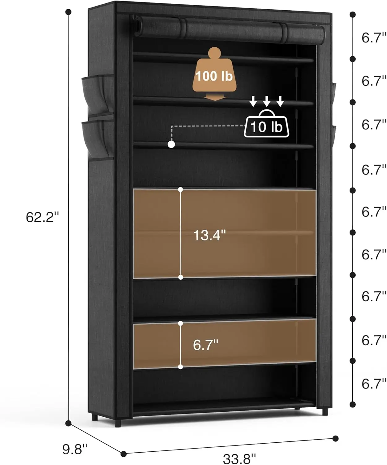 رف الأحذية مع أغطية - منظم رف الأحذية بطول 10 طبقات، سعة كبيرة، تخزين رف الأحذية، 40 زوجًا من الأحذية العمودية المتوفرة للمساحة