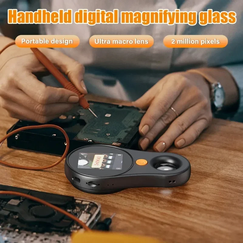 مجهر رقمي محمول 500X تكبير عالي الدقة عدسة مكبرة إلكترونية مع ضوء لإصلاح ساعات المجوهرات والعملات الإلكترونية ﻿