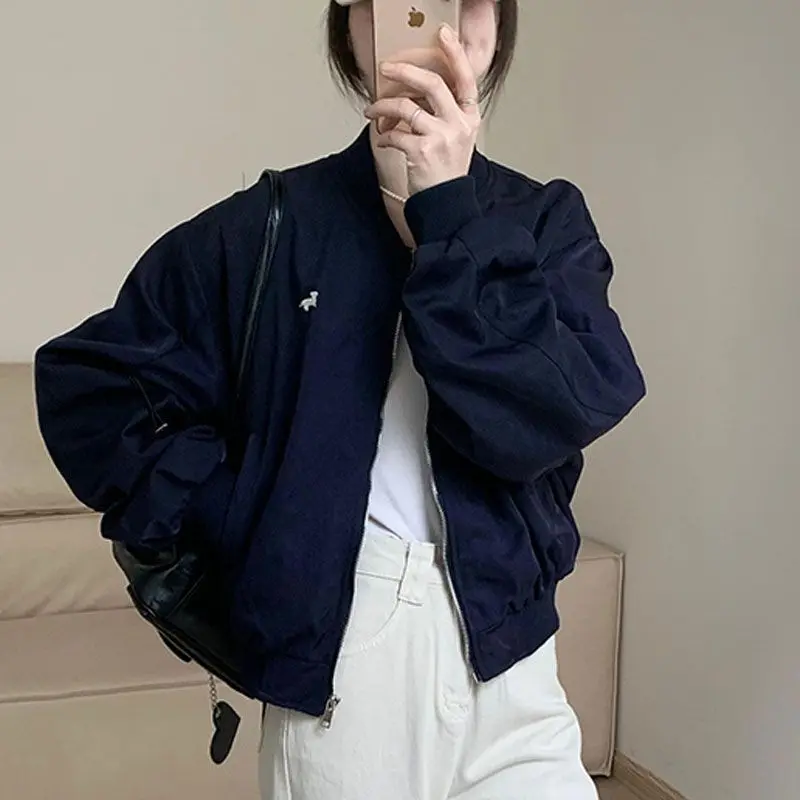 Fashionable loose and lazy spring baseball jersey 2024 new  thin top regular jacket long sleeved women